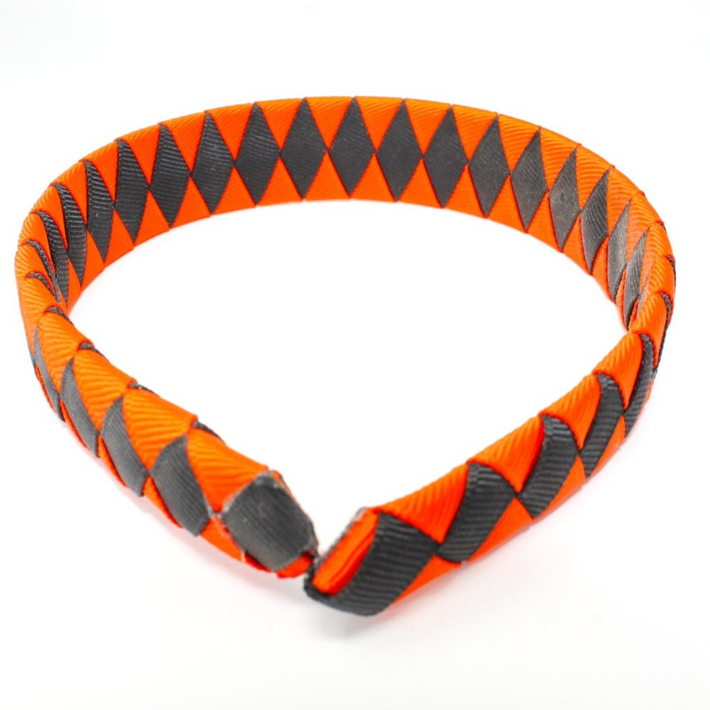 Handmade Diamond Pattern Orange Black Double Ribbon Headband SF Giants Handcraft - Picture 2 of 3